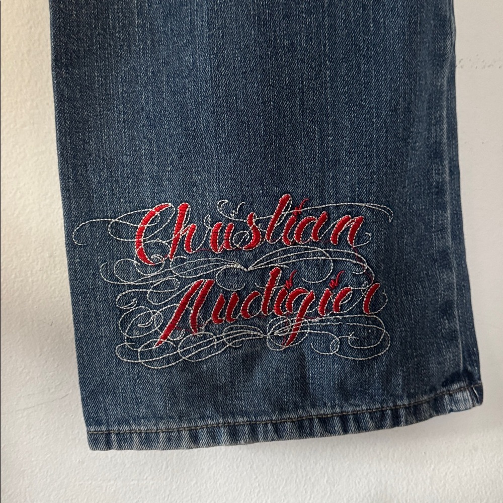 Christian Audigier Skull Embroidered Jeans / Y2K / 36-38 (Tag Cut) - Picture 4 of 14